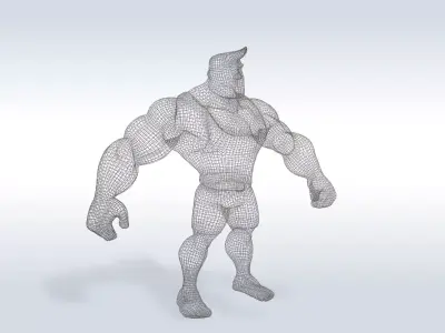 3D Cartoon character t pose muscle strong man sport gym  3D model