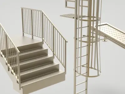 Basic industrial elements set  Free 3D model