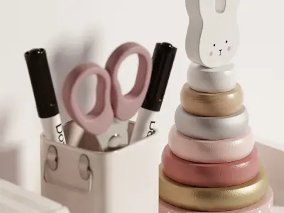 Jabadabado Bunny Wooden Toys Decoration and Storage for kids 3D model