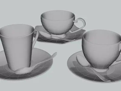 Luxury Tea Cup Collection Prestige Pattern and Symbols Sets Low-poly 3D model