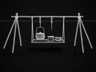 Cooking Pot Set Low-poly 3D model