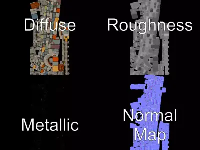 Cheerful Stone Wall model pack Low-poly 3D model