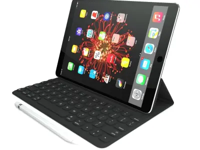 Apple iPad Pro 105 And Type Cover And Pencil 3D model