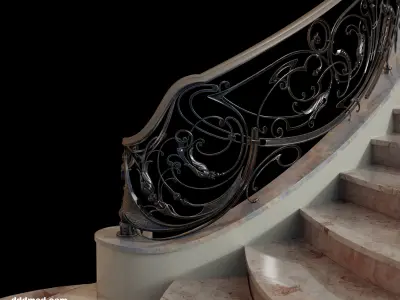 stair railing forging modern turn 3D model