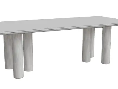 Brown Wood Rectangle Dining Table Low-poly 3D model