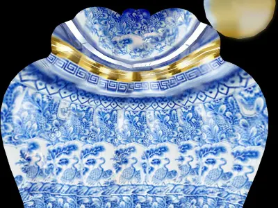 Chinoserie Vase Low-poly 3D model