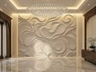 modern panel wall decor set relief stl mural CNC 179 3D model