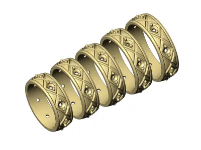 Diamond cross engraved band US sizes 5to9 3D print model