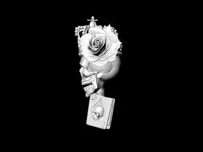 Queen Skull with Crown and Rose Gothic Printable 3D Model 3D print model