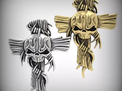 skull cross pendant Free 3D print model