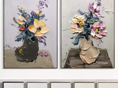 Plaster Two Photo Frame 48 Low-poly 3D model