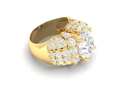 Luxury Oval Diamond Mens Statement Ring with Pave Setting  156 3D print model