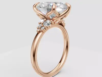 Luxury Engagement Ring tulip style 3D print model