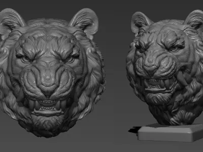 Tiger grin in Japanese style 3D print model