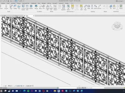 Classic Railing Revit Family type 011 3D model