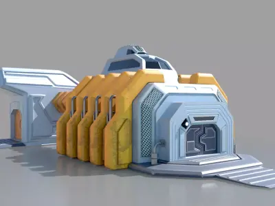 SciFi military base Low-poly 3D model