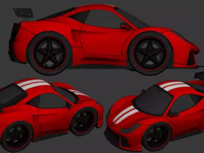 cartoon car vehicle 3d game ready model Low-poly 3D model-005 Low-poly 3D model