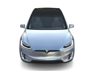 Tesla Model X Silver with interior and chassis 3D model