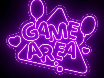 Game area neon sign 3D model