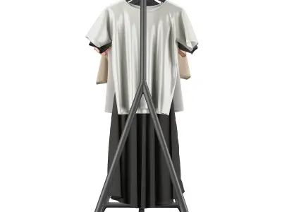 IKEA Turbo Clothes Rack with Clothes Set 3D model