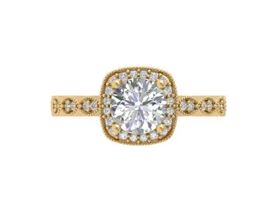 Solitaire Engagement Art Deco Ring 3D print model 13