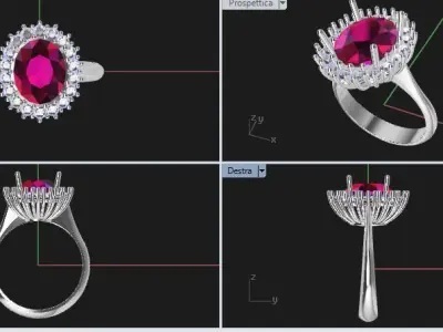  OVAL STONE RING 3D model