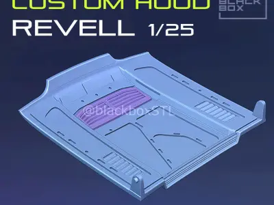 CUSTOM HOOD FOR 90 MUSTANG REVELL 1-25TH MODELKIT 3D print model