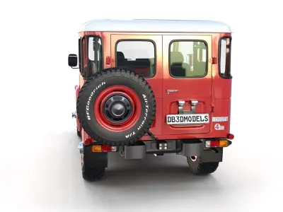 Toyota Land Cruiser FJ 40 Red with Interior and Chassis 3D model