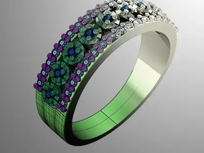 Ring n 2 emerald and sapphire 3D print model