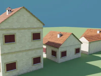 Stylized Low Poly Mediterranean Houses for Unreal Engine Low-poly 3D model