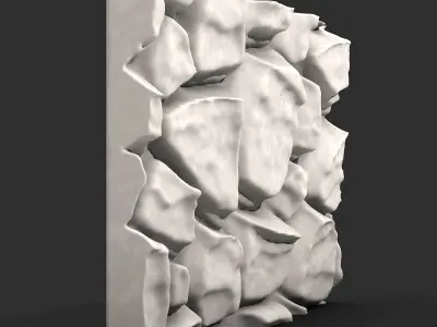 Uneven Boulder Wall Detail Mesh 3D model