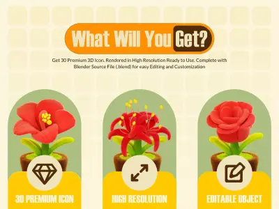 Flower In Pot Icon Stylized 3D model