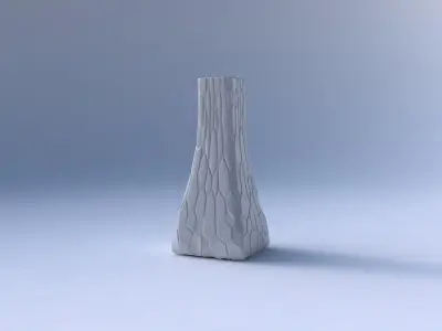 Vase squeezed rectangle with organic cells 3D print model