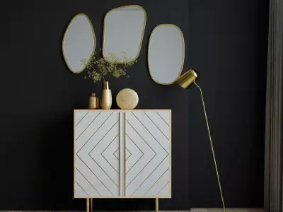 Sideboard with decor set  3D model