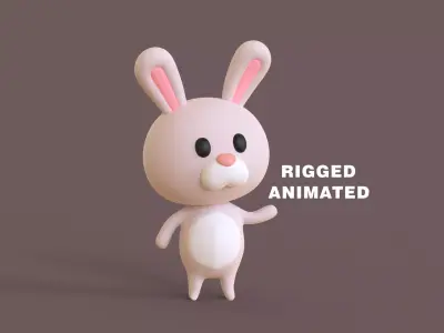 Little Funny Bunny Animated  Low-poly 3D model