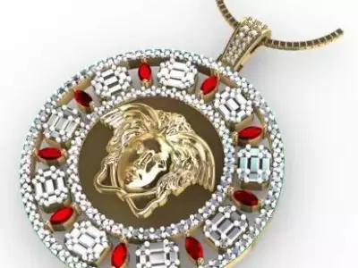 Diamond Face Pendant 3D model Texture 3D print model