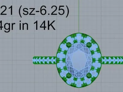 Oval Halo Ring 4021 3D print model