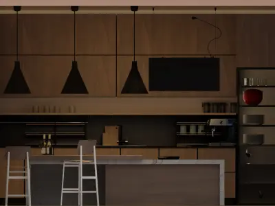 Kitchen model modern with windows 3D model