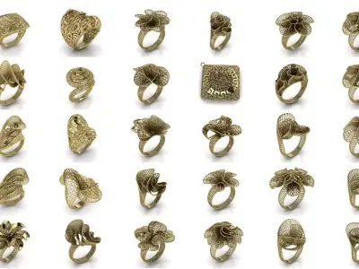 Collections 50 pcs Ultra Vision Ring Jewelry 3D print model