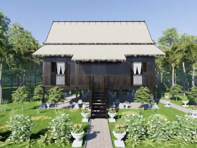 Pahang Traditional House of Malaysia 3D model