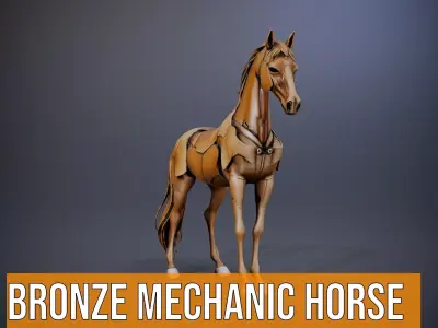 Bronze Mechanic Horse model pack Low-poly 3D model
