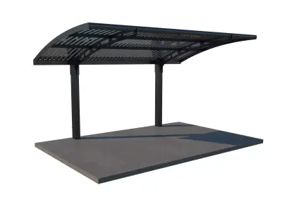 Modern One Wing Carport 3D model 3D model