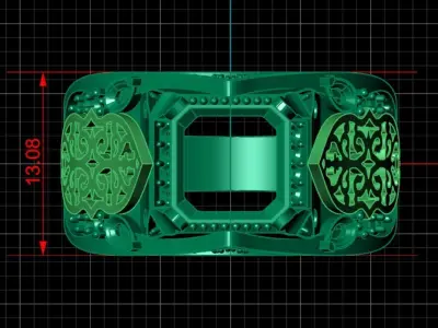 Luxury Ornate Gemstone Ring - High Detail 3D Model 3D print model