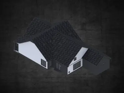 Residential home traditional architectural design  Low-poly 3D model
