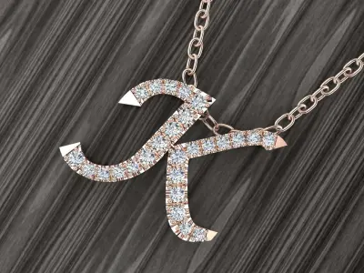 Jewelry Alphabet Pendant K 3D print model