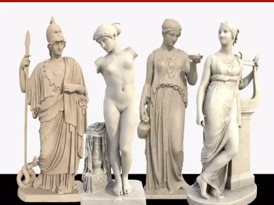 Goddess Statue Pack Greek Sculpture PBR 3D model