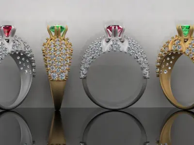 Diamond Solitaire Ring Woman for Ladies-DSR 1 3D print model