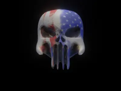 Punisher Skull Low Poly Baked Normal Map Free low-poly 3D model