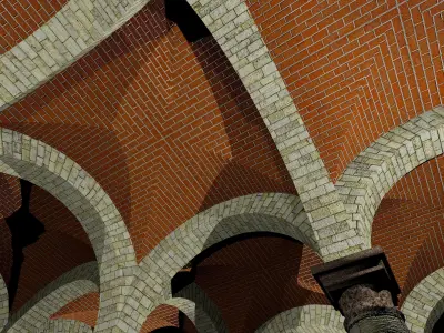 Vaulting 1-2   Romanic  500cm spaced  with thin arches Low-poly 3D model