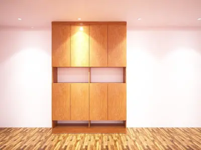 kitchen empty room with wooden cabinet Free 3D model